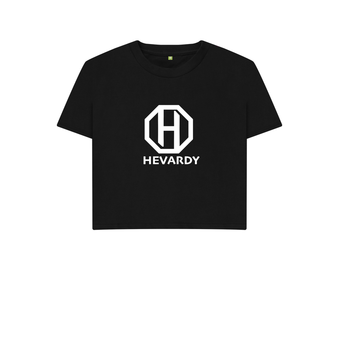 Black Womens Boxy Tee White Logo