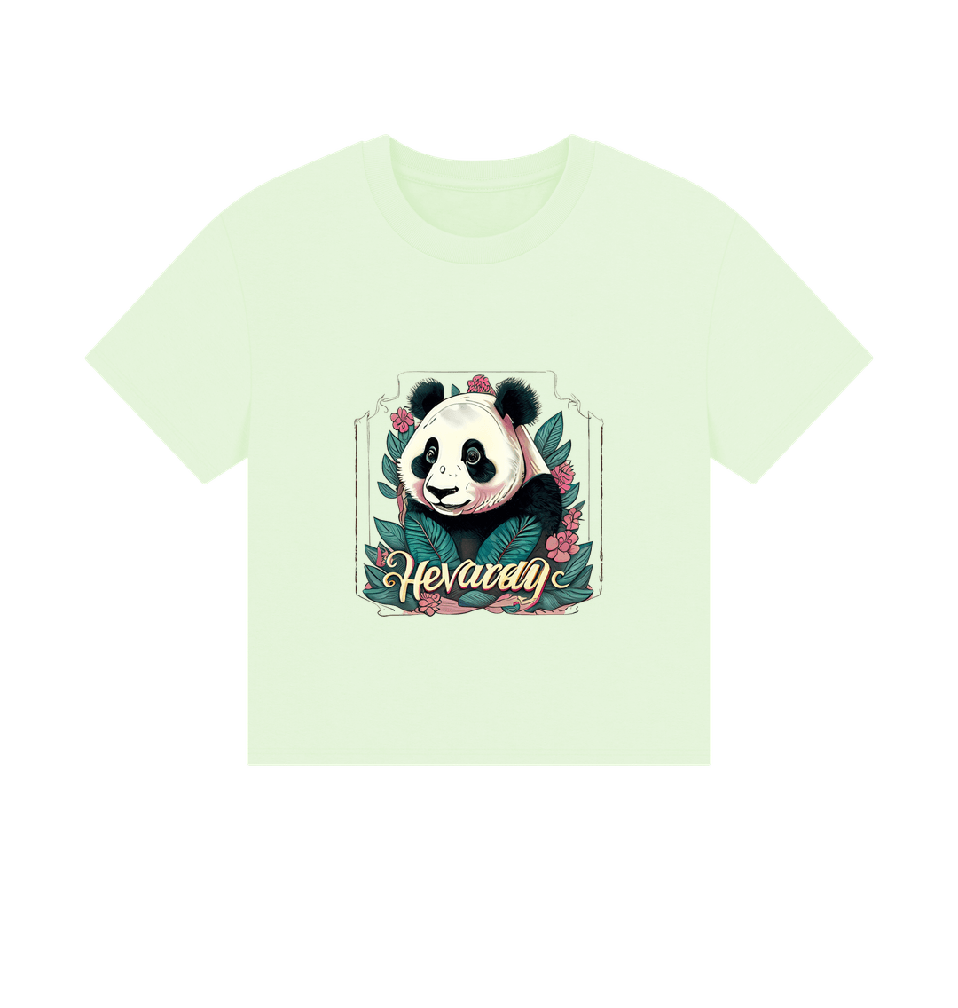 Pastel Green Women\u2019s Boxy Tee Vintage Panda