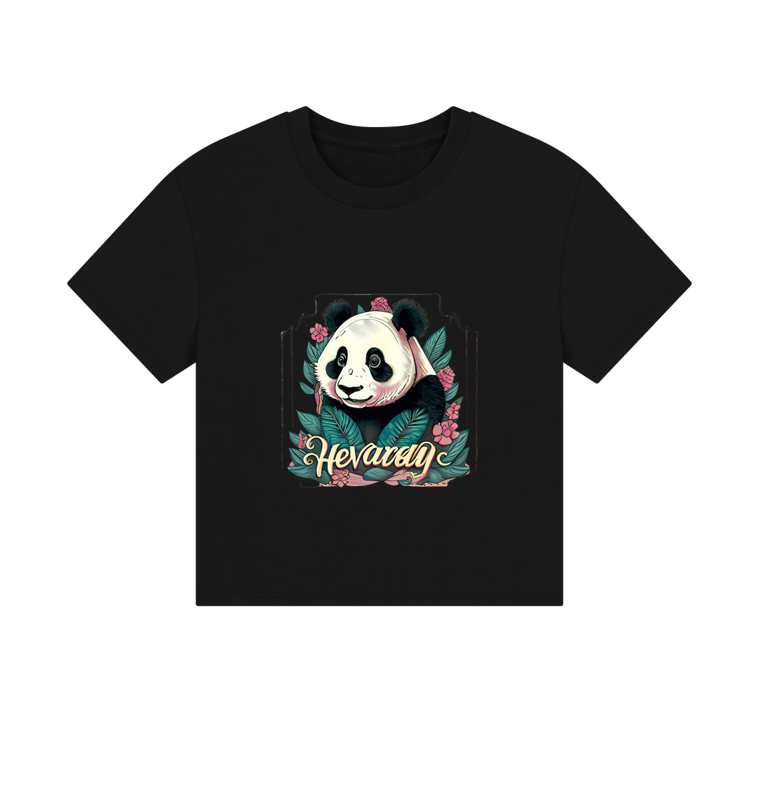 Black Women\u2019s Boxy Tee Vintage Panda