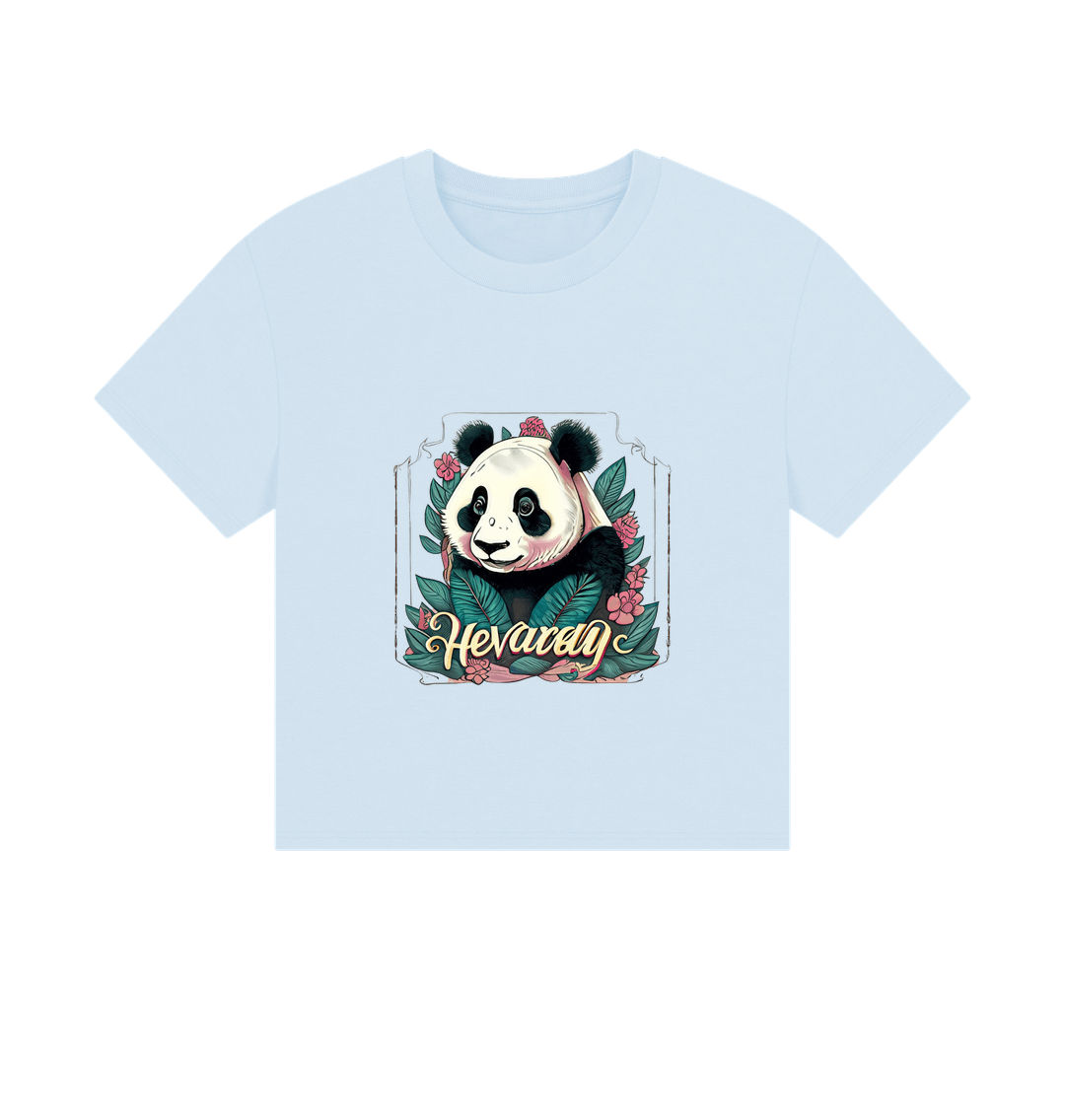 Sky Blue Women\u2019s Boxy Tee Vintage Panda