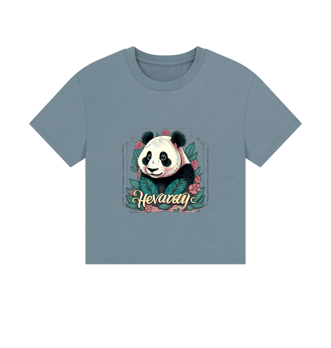 Stone Blue Women\u2019s Boxy Tee Vintage Panda